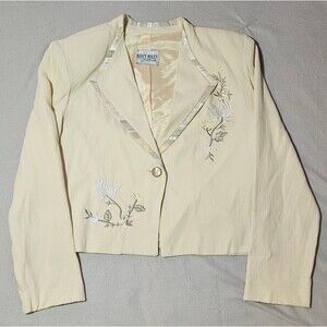 VTG City Girl by Nancy Bolen Women's Floral Medium Embroidered Blazer Yellow